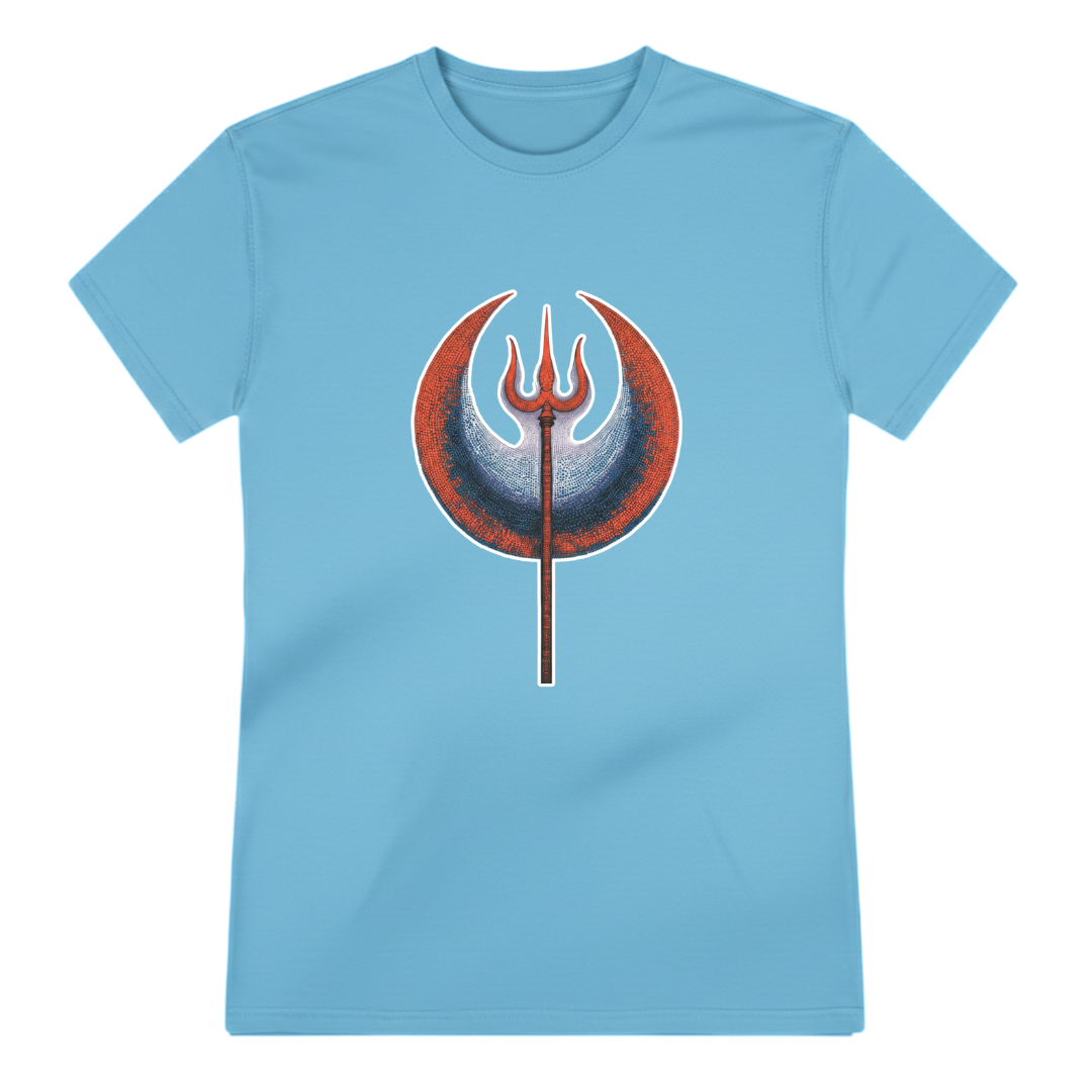 mahashivratri trishul t shirt sky blue | mahadev's trishul graphic tee | premium spiritual wear